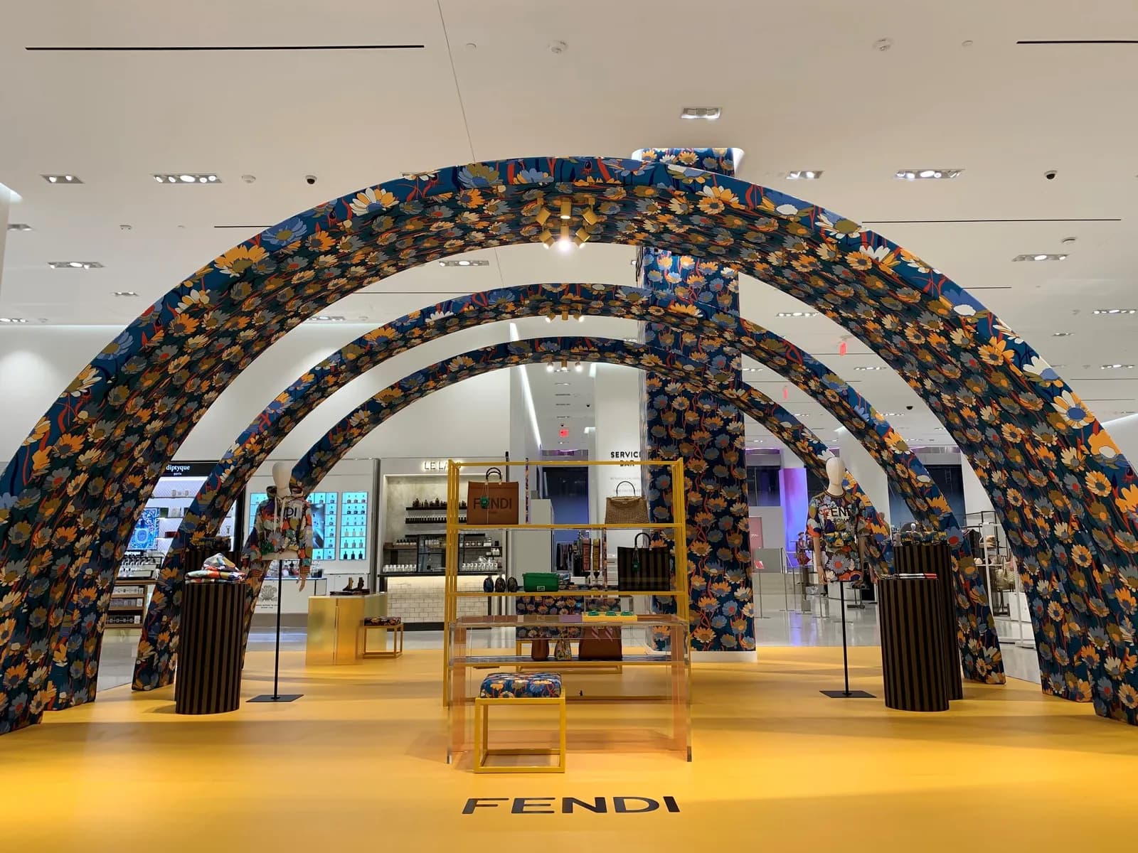 Fendi shop-in-shop at Nordstrom beneath patterned archways