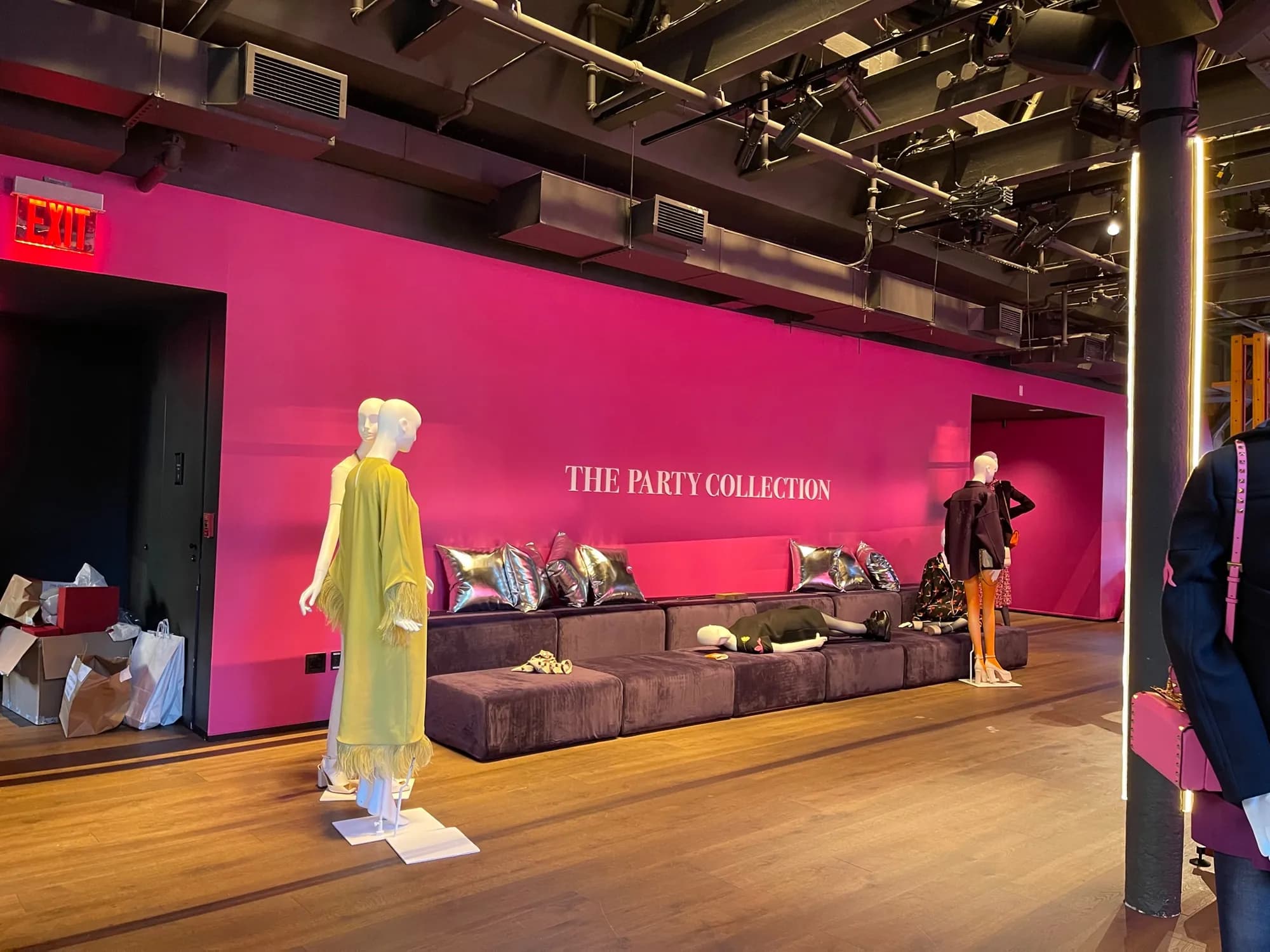 Hot-pink Party Collection wall and lounge seating at Fotografiska, New York